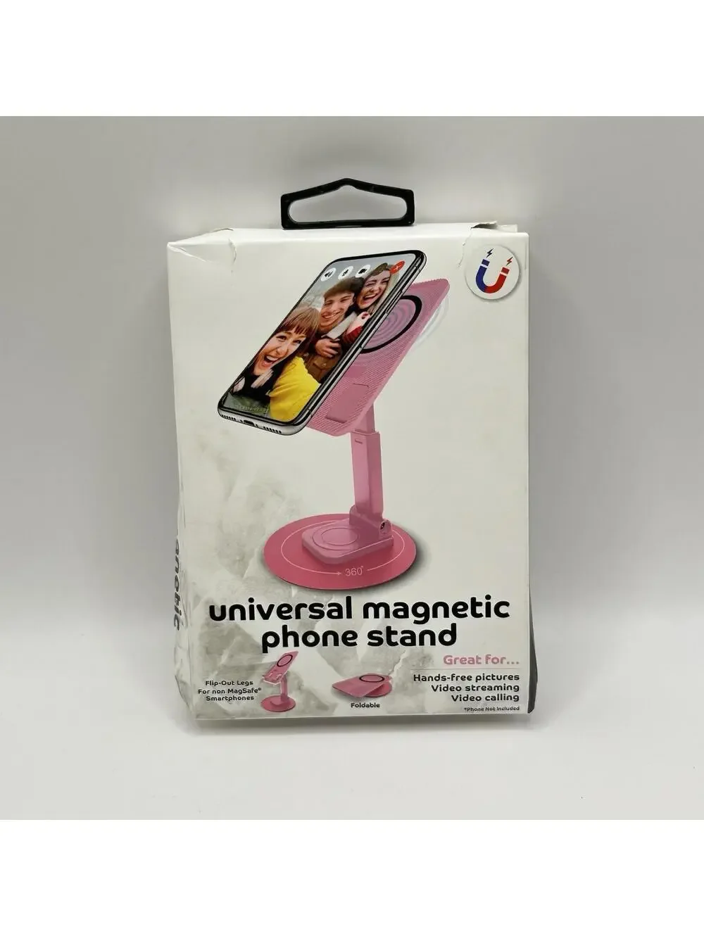 Pink Universal Magnetic Phone Stand Open Box Flip Out Legs